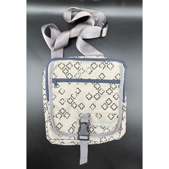 Eddie Bauer Crossbody Messenger Travex Tablet Bag Adjustable Strap Beige Grey‎ - Picture 1 of 11